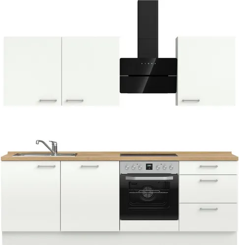 nobilia® Küchenzeile "Laser II", NEU: individuell anpassbar mit gratis Profi-Beratung, vormontiert, 240 cm breit, optional mit verschiedenen E‑Geräte-Sets