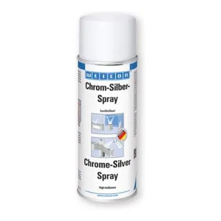 WEICON Chrom-Silber-Spray 400 ml - Hochglänzende Oberflächenbeschichtung - Ideal für Prototypen, Messebau und Dekoration. Das WEICON Chrom-Silber-Spray sorgt für eine brilliante Optik und ist einfach anzuwenden. Hochwertige Metallpigmente garantieren besten Glanz.