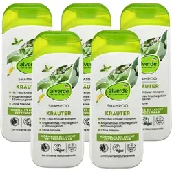 alverde Naturkosmetik - Shampoo Kräuter 7 Bio-Kräuter (5 x 200 ml) 5 x