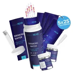 Aquanexo Trinkwasser Teststreifen 16-in-1 mit Bakterientests - Prüfen Sie die Qualität Ihres Trinkwassers einfach und schnell mit unseren 16-in-1 Teststreifen. Ideal für den täglichen Einsatz, inklusive Bakterientests und Zubehör für präzise Ergebnisse.