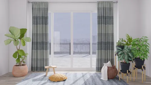 HOMING Gardine Lennik - Halbtransparente Eleganz für Ihr Zuhause - Fertiggardinen mit verdeckten Schlaufen, modernem Streifen-Design und trendigem Used-Look, ideal für Wohnzimmer und Schlafzimmer.