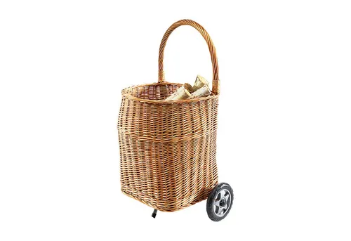 Kobolo Kaminholzkorb Holzwagen mit Rollen - Stabiler Holzwagen aus Vollweide für den einfachen Transport von Kaminholz. Ausgestattet mit 2 Kunststoffrollen und zeitlosem Design – ideal für Ihr Zuhause.