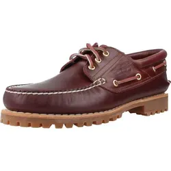 Timberland Mens Boat Shoe burgundy 9 Wide Fit - Herren Halbschuhe mit handgenähtem Design, aus hochwertigem Timberland Leder und 360°-Schnürsystem für perfekten Halt und Komfort.