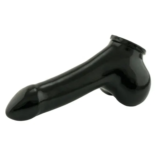 Latex Penishülle M mit Hodensack schwarz Schaft: 13cm Penis Hülle Latexkleidung