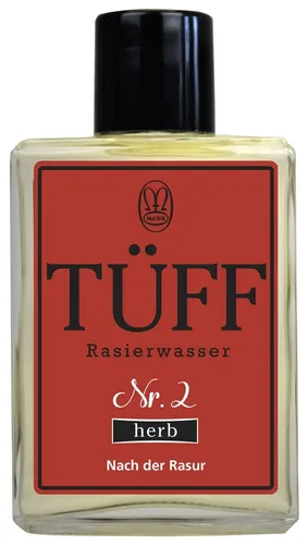 Tüff Rasierwasser Nr. 2 herb – Aftershave 100ml - Herren Rasierwasser in normaler Größe, ideal für die Pflege nach der Rasur. Der herb-frische Duft sorgt für ein angenehmes Hautgefühl und belebt die Sinne.