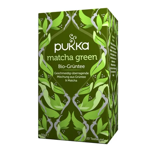Pukka Bio Kräutertee "Supreme Matcha Green" - 20 Teebeutel für frischen Genuss - Hochwertiger Bio-Grüntee mit feinstem Matcha-Pulver, ideal für einen belebenden Start in den Tag. Genießen Sie besten Teegenuss mit fair gehandelten Zutaten.
