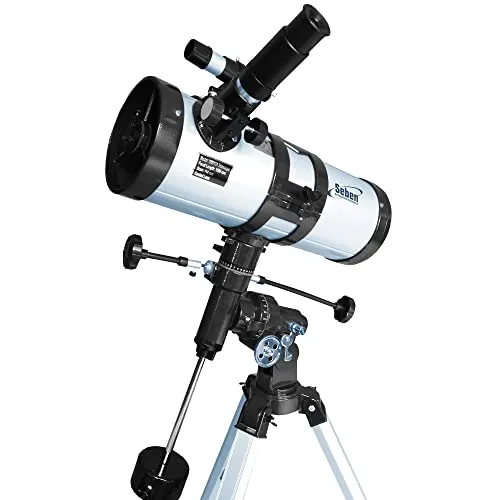 Seben Teleskop 114/1000 EQ-3 Star Sheriff - Hochleistungs Spiegelteleskop für Astronomie - Teleskop mit präzise geschliffenem Spiegel für lichtstarke Abbildung. Ideal für die Beobachtung von über 2 Mio. Sternen, max. 230-fache Vergrößerung und Aufrüstung zur Astrofotografie.