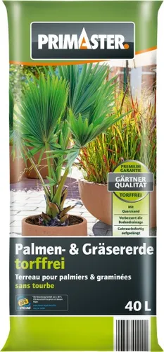 Primaster Palmen- & Gräsererde torffrei 40 L - Torffreie Erde für optimale Wachstumsbedingungen von Palmen und Gräsern. Ideal für die nachhaltige Gartenpflege.