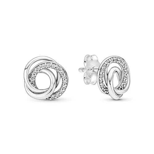 PANDORA Ohrstecker "Always Together" Silber mit Zirkonia - Ohrringe für Damen, inspiriert von ewiger Liebe mit ineinander verschlungenen Kreisen aus Sterling-Silber und funkelndem Zirkonia-Pavé für ein harmonisches Design.