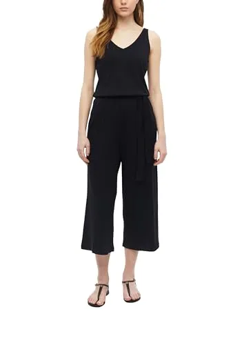 s.Oliver Ärmelloser Overall mit Gürtel und Wide Leg - Stylischer Overall aus weichem Interlockjersey, ideal für die warmen Tage. Mit elastischem Bund und modischem V-Ausschnitt, perfekt für vielseitige Outfits.