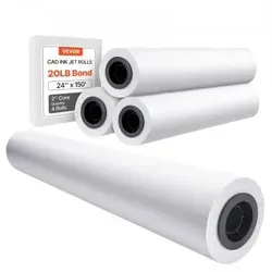 VEVOR Großformatpapier Plotterpapier 4 Rollen 45,7m - Papier für CAD-Anwendungen, ideal für präzisen Druck und lebendige Farben. Mit 4 Rollen à 45,7m für vielseitige Projekte und einfaches Schneiden.