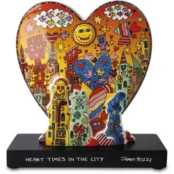 Goebel Figur Herz "Heart Times in the City" von James Rizzi - Pop Art Figur aus Porzellan, 23 cm hoch, bringt farbenfrohe Lebensfreude in jeden Raum und ist ein echter Hingucker für Liebhaber von Kunst und Design.