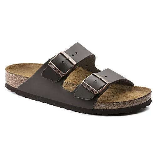 Birkenstock Schuhe Arizona - Dunkelbraun - Wanderschuhe mit anatomisch geformtem Kork-Latex-Fußbett und zwei verstellbaren Riemen für optimalen Komfort und Halt. Ideal für Freizeit und Outdoor-Aktivitäten.