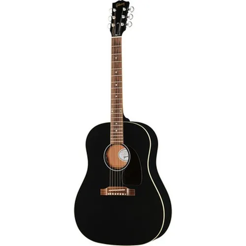 Gibson J-45 Special Satin Ebony Westerngitarre - Die Gibson J-45 Special Satin Ebony im Round-Shoulder-Dreadnought-Format überzeugt mit massiver Sitka-Fichtendecke und Mahagonikorpus. Ideal für Live-Auftritte und Studioaufnahmen dank professionellem L. R. Baggs Pickup.