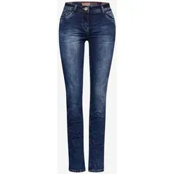 CECIL Damen Style Scarlett Jeans Casual Fit, Mid Blue Wash, 31W/30L EU - Modische Mid Waist Jeanshose mit Slim Leg, die durch ihren angenehmen Materialmix höchsten Tragekomfort bietet. Perfekt für einen lässigen Look im Alltag.