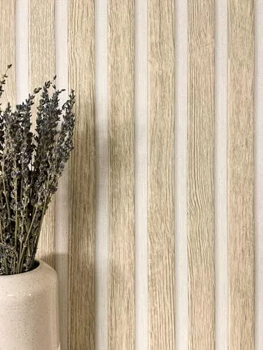 Newroom Tapete Beige Vlies Holzpaneele - Skandinavisch Modern Wandpaneele für Wohnzimmer Schlafzimmer