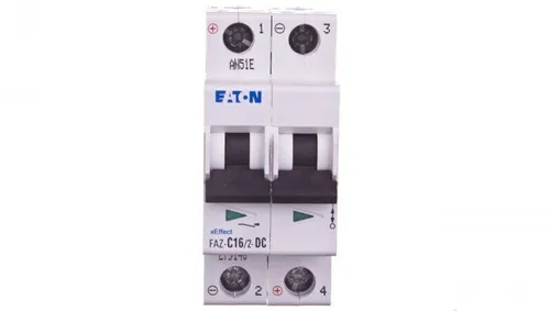 Leistungsschalter 2P C 16A 15kA DC FAZ C16/2-DC 279140 - Fehlerstromschutz (RCD) mit 2 Polen, hoher Schutz mit 15kA, ideal für DC-Anwendungen.