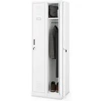 DELUKE Umkleideschrank Spind WIEN 2 Abteile 180 x 60 x 50 cm Weiß - Robuster Metallspind für Umkleideräume – ideal für Arbeitskleidung und persönliche Gegenstände. Mit abschließbarem Riegelverschluss und hygienischer Trennwand sorgt er für Ordnung und Sicherheit in Betrieben, Schulen und Kliniken.