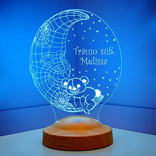 Geschenkelampe LED-Nachtlicht – Individuelle Acryl-Lampe für Babys und Kinder –zur Geburt oder Weihnachten (Mann im Mond)
