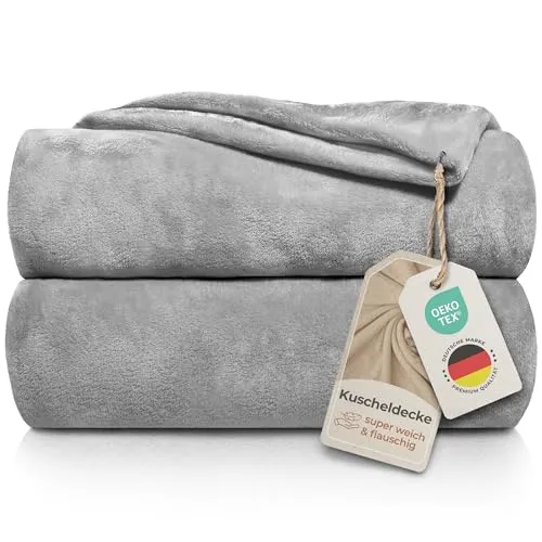 Gräfenstayn® Kuscheldecke flauschig & super weich - hochwertige Fleecedecke auch als Wohndecke, Tagesdecke, Sofadecke & Sommerdecke geeignet - Überwurf Decke Sofa & Couch (Grau, 150x130 cm)