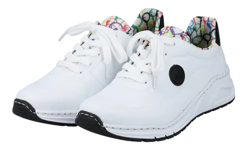 Rieker Damen Low-Top Sneaker M4903 - Damen-Sneaker mit losem Einlegesohle für individuellen Komfort, ideal für Freizeit und Sport. Stilvolles Design in Weiß und angenehme Weite.