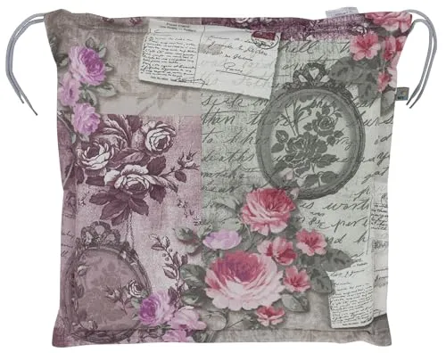 Kettler Polen KETTtex 0798 Auflage Hocker Rom rosa-grau Blumen Landhaus 50x50x6 cm Sitzpolster
