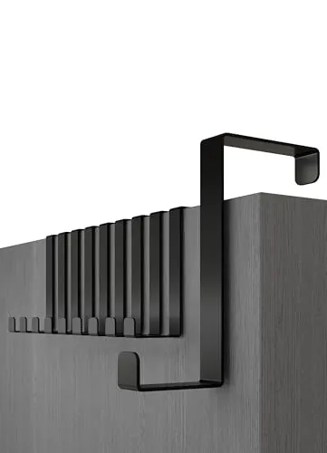Menz Colgador para Puerta Set de 10 Ganchos Negros con Almohadillas de Fieltro, Utilizable en Ambos Lados Türhaken XXL budget Schwarz - 10er Set ES
