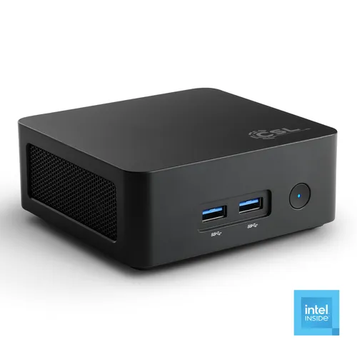 CSL Narrow Box Black N100 PC - Kompakter Mini-PC mit Intel® Prozessor, 16 GB RAM und 500 GB SSD – ideal für Home Office und Multimedia-Anwendungen.