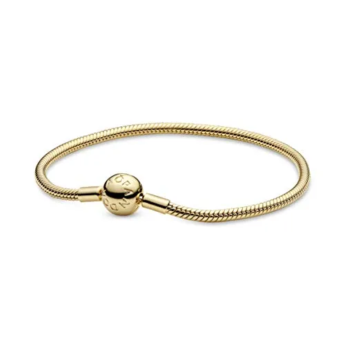 PANDORA Schlangen-Gliederarmband in Gold - Armbänder für Damen, kreatives Design aus 18 Karat vergoldeter Metalllegierung, ideal zum Personalisieren mit Charms und Clips für individuelle Styles.