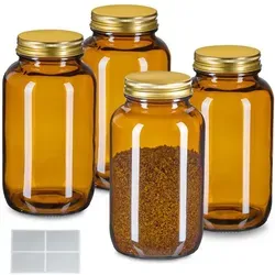 Relaxdays Braungläser 4er Set 400ml Braun,Gold