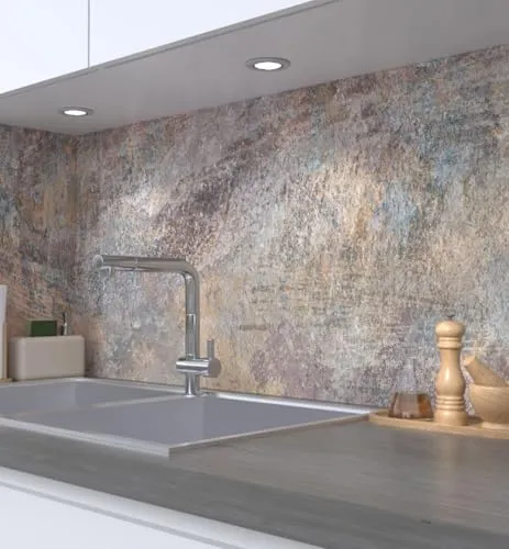 MyMaxxi Küchenrückwand selbstklebend - Abstrakter abgenutzter Beton, 220 x 60 cm - Einfache Montage und Pflegeleicht – die selbstklebende Küchenrückwand aus robuster PET-Folie schützt Ihre Wände stilvoll. Ideal für die Küche, hitzebeständig und abwaschbar, sorgt für ein modernes Ambiente ohne großen Aufwand.