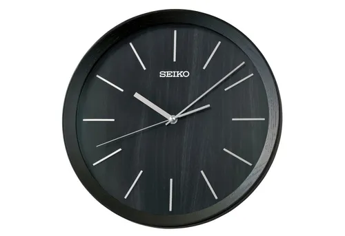Seiko QXA853K Wanduhr Classic Modern Eiche Schwarz - Elegante Wanduhr aus echtem Eichenholz mit leise laufendem Quarzwerk, ideal für stilvolle Wohnräume. Durchmesser 30 cm, inklusive Batterie.