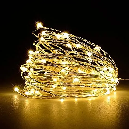 Jsdoin Lichterketten Batterie,15m 150LEDs Draht Lichterkette mit Batterie,Klein Innen Lichterkette für Tüllrock,Weihnachten,Schlafzimmer,Party, Hochzeit,Baumdekoration (Warmweiß, 1 Pcs 15m150leds)