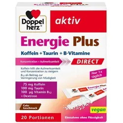 DOPPELHERZ Energie Plus DIRECT Pellets 20 St. - Nahrungsergänzungsmittel für schnelle Energie, ideal für aktive Menschen und zur Unterstützung des Energiestoffwechsels.