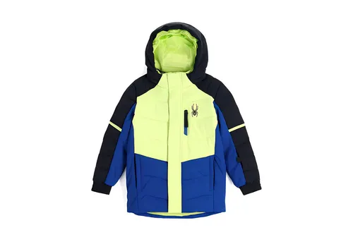 Spyder Skijacke Impulse Synthetic Down für Kinder - Hochwertige Skijacke aus recyceltem Polyester mit wetterfestem Laminat. Praktische Features wie abnehmbare Kapuze und Taschen machen sie ideal für den Wintersport.