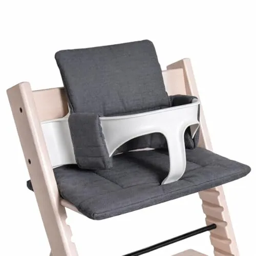 Hoppediz Hochstuhl Sitzkissen Set für Stokke Tripp Trapp - Hochstuhl Zubehör aus 100% Bio-Baumwolle, atmungsaktiv und waschbar bei 40 °C. Modernes skandinavisches Design, ideal für eine angenehme Sitzposition.