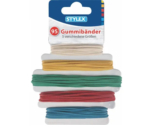 Gummibänder Gummis 95 Stück 5 verschiedene Größen Stylex 31321