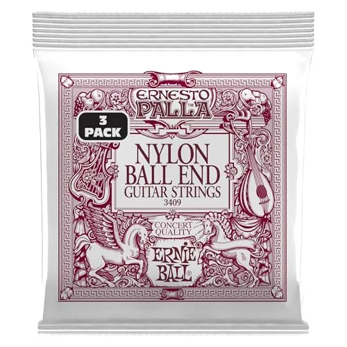Ernie Ball Ernesto Palla klassische Gitarrensaiten mit Kugelenden, Schwarz und Gold - 3er-Pack