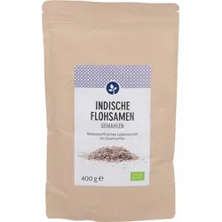 INDISCHE Flohsamen gemahlen Bio 400 g - Gemahlene INDISCHE Flohsamen im praktischen 400 g Beutel, ideal zur Unterstützung der Ernährung. Hochwertige Ballaststoffe für eine bewusste Lebensweise.