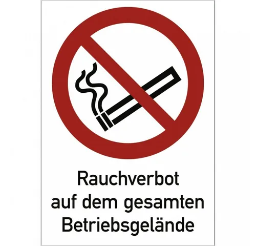 König Werbeanlagen Hinweisschild Rauchverbot auf dem gesamten Betriebsgelände, Kombischild, ISO 7010
