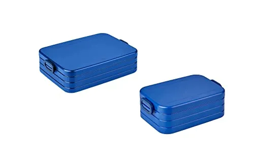 Mepal Take a Break Duo Pack | Lunchbox für Sandwiches - Lunch-Boxen für 2 bis 4 Sandwiches, ideal für Meal Prep. Mit Unterteilung für gesunde Snacks unterwegs und mikrowellengeeignet ohne Deckel.