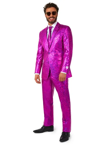 Opposuits Partyanzug Peppy Pink Anzug - Kostüme mit Jackett, Hose und Krawatte in pink-metallic, perfekt für unvergessliche Partys und besondere Anlässe!