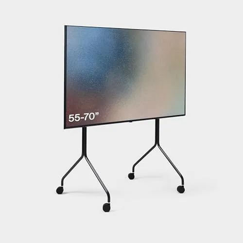 Pedestal Moon Rollin’ Tall TV Ständer mit Rollen für Fernseher 44 bis 70 Zoll | Fernsehständer & TV Wagen | TV Standfuss Rollbar | TV Bodenständer für Wohnzimmer | TV Erhöhung (Schwarz)