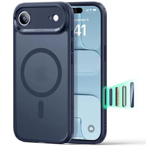 ESR für iPhone Air Hülle mit Kamerasteuerung Capture Button, Kompatibel mit Magsafe, Magnetische Handyhülle für iPhone 17 Air Case, Zertifizierter Militärschutz Starke Stoßfest, Matt Blau