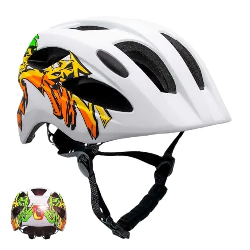 Crazy Safety Graffiti Fahrradhelm - Weiß/Gelb (54-58 cm) - Fahrradhelme mit coolem Graffiti-Design, ideal für Sicherheit und Stil beim Radfahren. Perfekt für Kinder und Jugendliche.