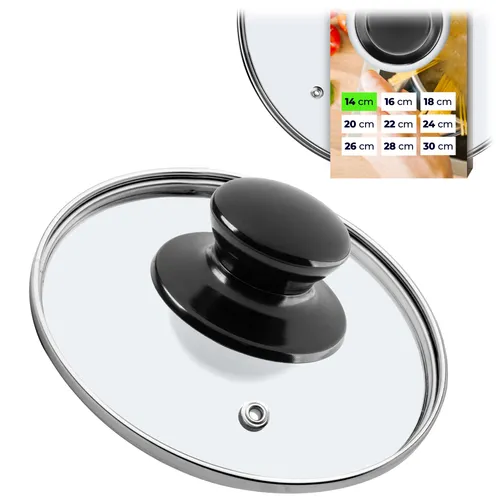KADAX Topfdeckel "Caserta", Universaldeckel aus Glas mit Schwarzmatt griff, 30 cm