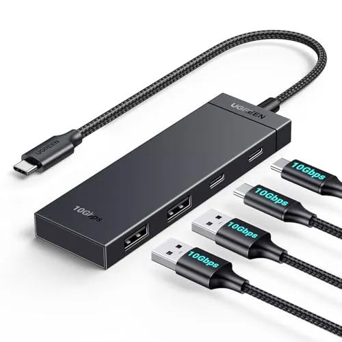 UGREEN USB C Hub 10 Gbps, Adapter Mit 2 USB C 3.2 und 2 USB 3.2 Ports, Hochgeschwindigkeits Multiport Splitter für iPhone 17 Serie, Galaxy S25 Serie, MacBook, iMac, iPad, Chromebook und Mehr