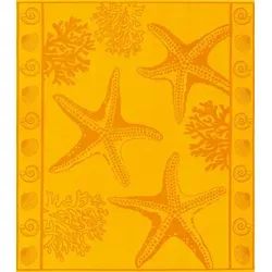 Delindo Lifestyle Frottee Strandtuch Tropical Seestern Yellow - Frottiertücher: XXL Strandtuch aus 100% ägyptischer Baumwolle, 180x200 cm, hohe Saugfähigkeit und schadstoffgeprüft nach OEKO-TEX Standard 100.