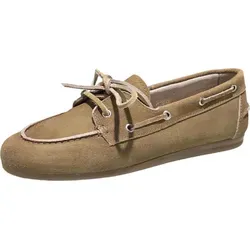 Slipper PAVEMENT "Pavement Slipper Leder" Damen Gr. 38 grau (taupe) - Halbschuhe aus hochwertigem Leder mit modischer Dekoschnürung und Fußgewölbestütze für optimalen Komfort. Ideal für einen lässigen Look in der neuen Saison.