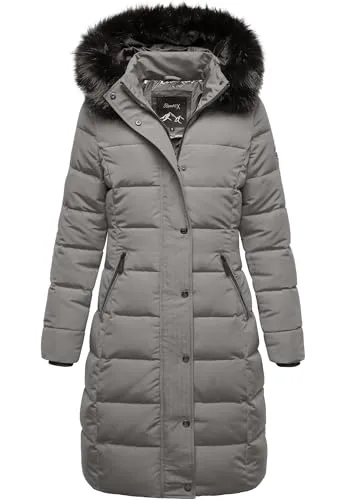 REPUBLIX Damen Gefütterte Dicke Winterjacke RJ-8019 - Elegante Damen Winterjacke mit femininer Passform aus pflegeleichtem Polyester. Mit Kunstfellkragen und Kapuze für zusätzlichen Wetterschutz. Praktische Reißverschlusstaschen bieten sicheren Stauraum. Ideal für Alltag und Outdoor-Aktivitäten.